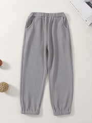 3pcs Toddler Boys Solid Sweatpants With Pocket