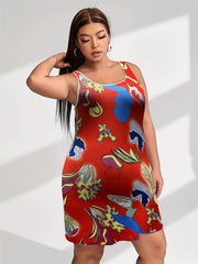 Abstract Print Pajama Tank Dress