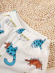 2pcs Baby Boys Dino Print T Shirt & Shorts Set