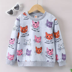 Girls Sweatshirt CATS ARE ALWAYS Print Long Sleeve Pullover Top