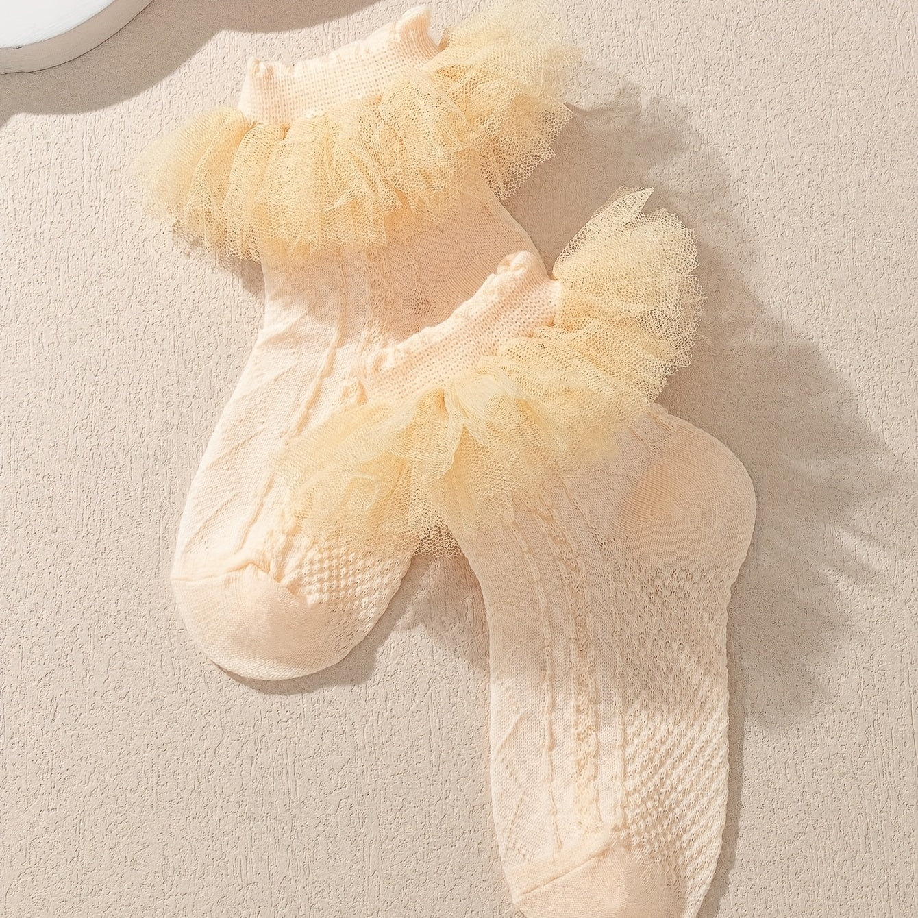 Girls Princess Puffy Mesh Brim Socks for Kids