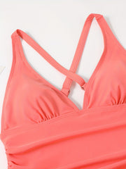 Tangerine Floral Print Tankini Swimsuit