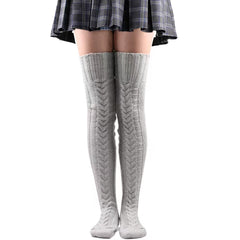 Knit Leg Stocking Thigh Long Warmers Knee Cable Women Boot Socks