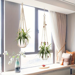 4 Pack Tassel Plant Hanging Rack with Wooden Beads