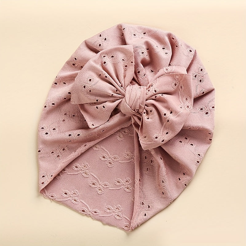 Baby Lace Embroidery Turban Baby Girl Hat With Bowknot