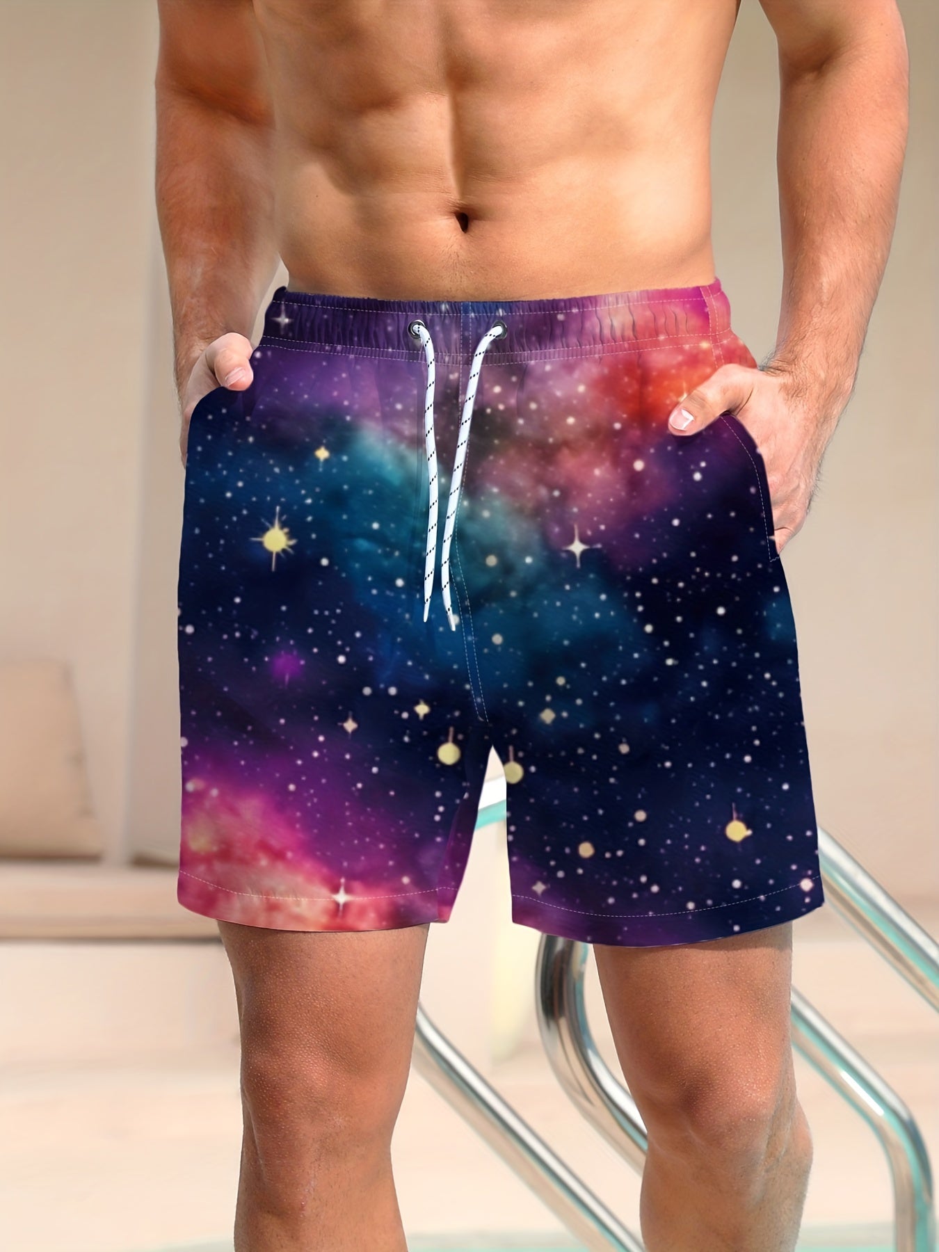 Men's Galaxy Beach Board Shorts 3D Print Swim Trunks Summer Vacation