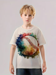 Kids Colorful Baseball 3D Print T-Shirt for Boys
