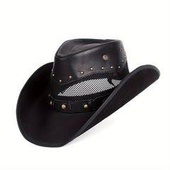 Leather Cowboy Hat Unisex Western Fedora Sombrero Hombre Caps