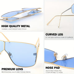 Oversized Square Shield Sunglasses UV400 Sun Shades for Driving Beach Party