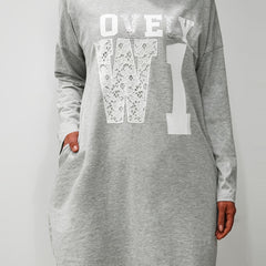 Casual Soft Nightdress Long Sleeve Cotton Sleepwear Dress