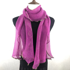 Purple Sparkling Lace Thin Scarf Vintage Breathable Shawl Women Head Wrap Turban