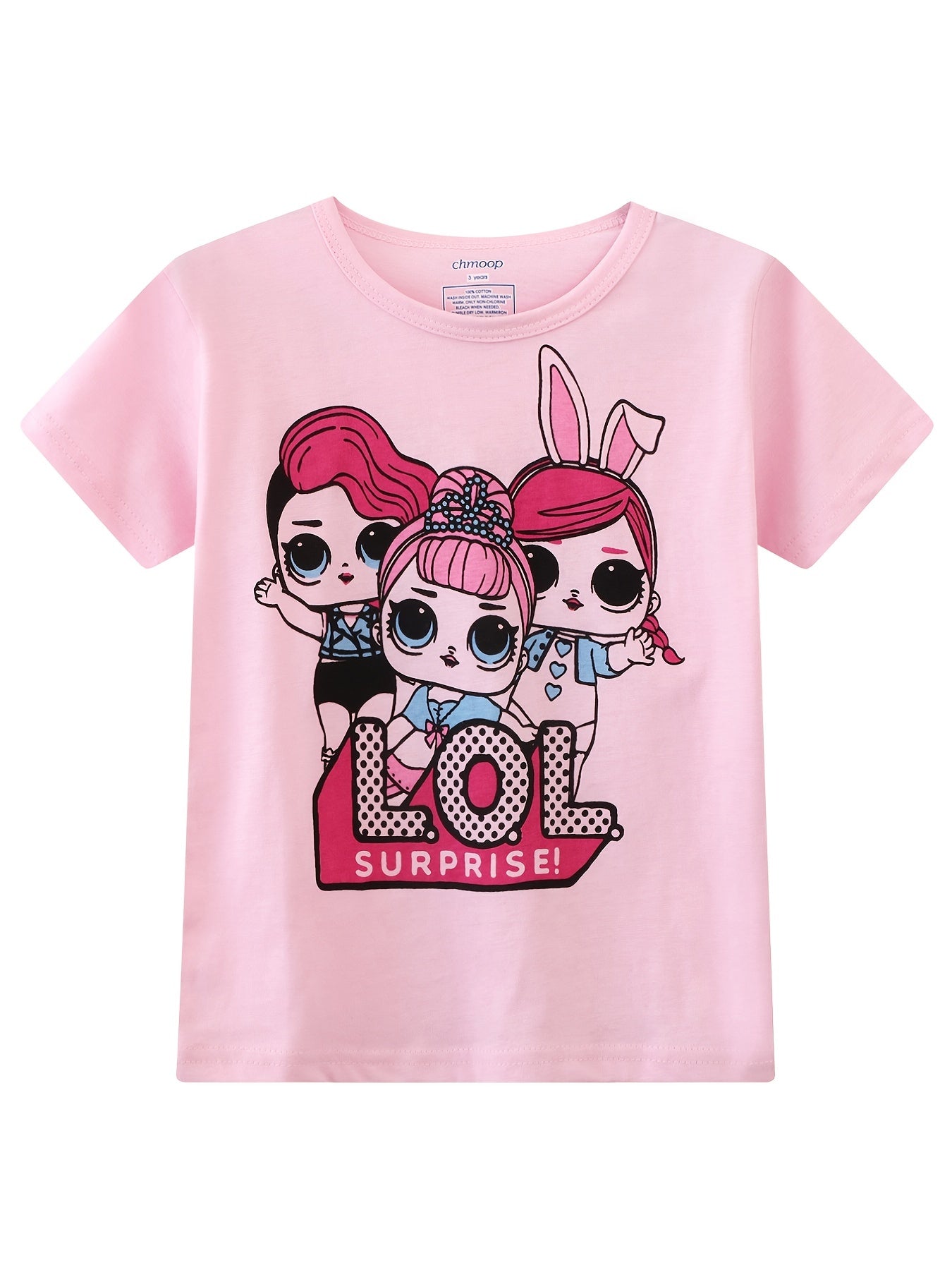 Girls LOL Print T-shirt & Polka Dot Shorts Set