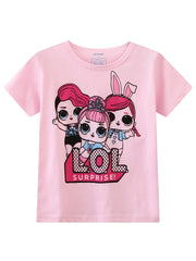 Girls LOL Print T-shirt & Polka Dot Shorts Set
