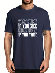 Men's Stay Home Look Letter Print T Shirt for Summer