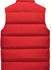 Unisex Winter Vest Men's Zipper Pockets Stand Collar Zip Up Vest