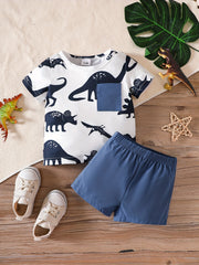 Baby Boy Cartoon T-shirt & Shorts Suit Summer Outfit