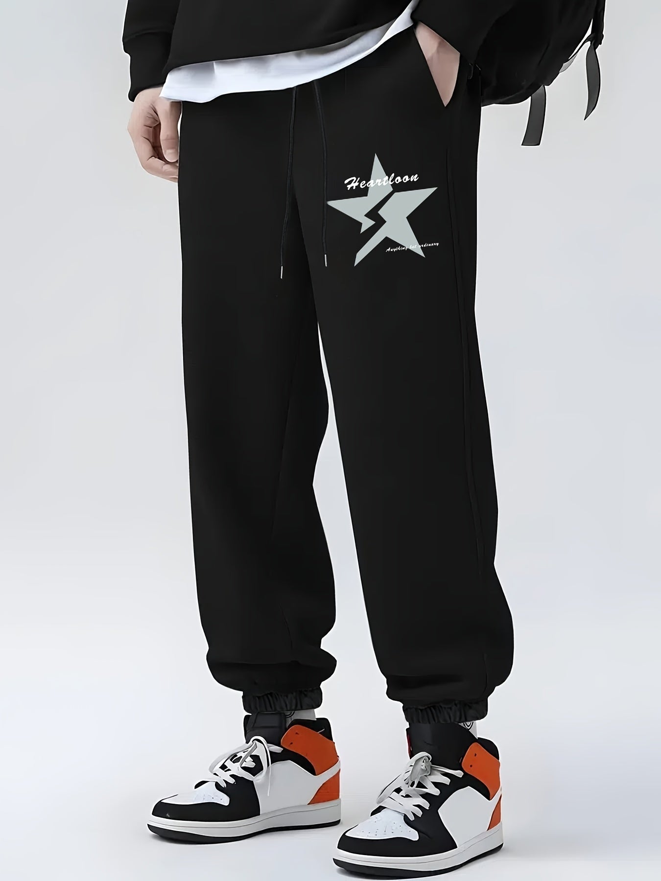 Men s Vintage Star Pattern Print All match Drawstring Sweatpants