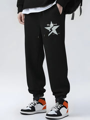 Men s Vintage Star Pattern Print All match Drawstring Sweatpants