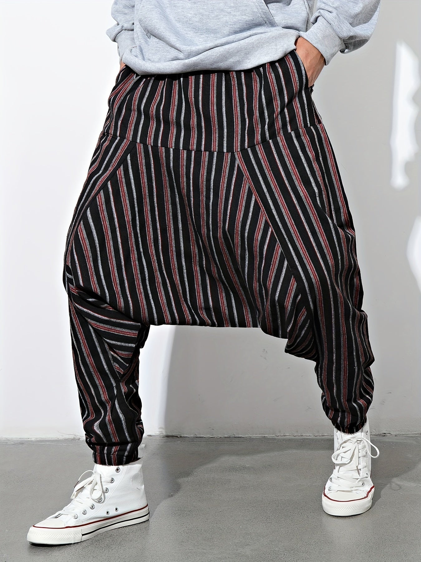 Men's Striped Drawstring Casual Pants