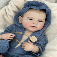 Adorable Full Body Vinyl Reborn Boy Doll with Hand Painted Hair