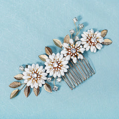 Flower & Rhinestone Hair Comb Baroque Style Bridal Wedding Headwear