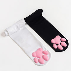 Women's Cat Paw Pad Thigh High Socks 3D Kitten Claw Stockings