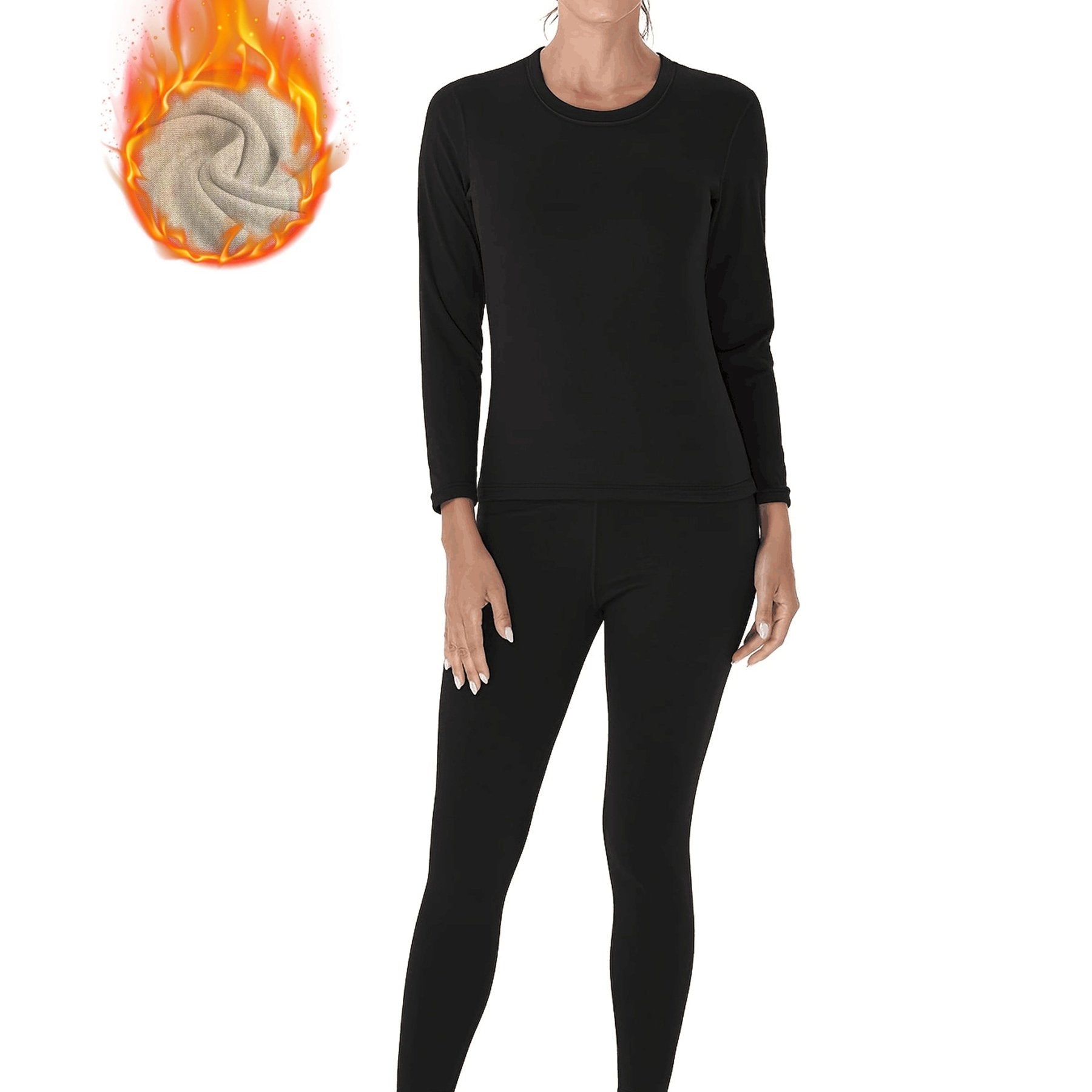 2pc Warm Yoga Set: Thermal Top & Workout Leggings