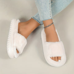 Women's Plush Slip On Indoor Slippers Warm Faux Fur Home Shoes