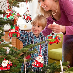 12pcs Red Truck Christmas Ornaments Snowman Xmas Tree Decorations