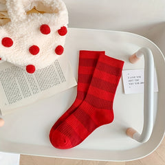 Striped & Letter Print Socks Women's Stockings