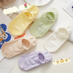 5 Pairs Bunny Print Socks & Low Cut Ankle Socks Women's Stockings
