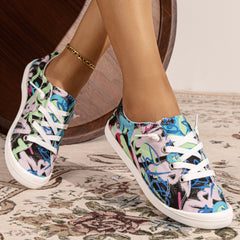 Women's Graffiti Style Canvas Shoes Casual Low Top Flat Shoes