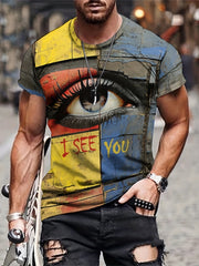 Men's Eye Block Graphic T shirt Active Stretch Breathable 3D Print Tee
