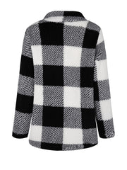 Plaid Print Teddy Jacket Zipper Warm Outerwear