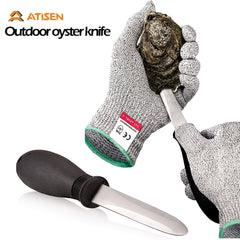 ATISEN Oyster Shucking Tool Stainless Steel Opener with Non-slip Grip