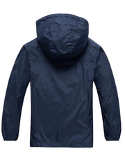 Boys Zip Up Hooded Jacket Raincoat Windbreaker Outerwear