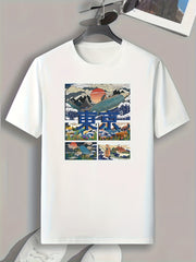 Tokyo Pattern Print Men's Comfy Sports T-shirt Graphic Tee