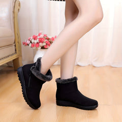 Fur Lined Snow Boots Suede Mid Calf Boots