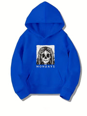 Monday Skull Pattern Smart Hoodie For Girls