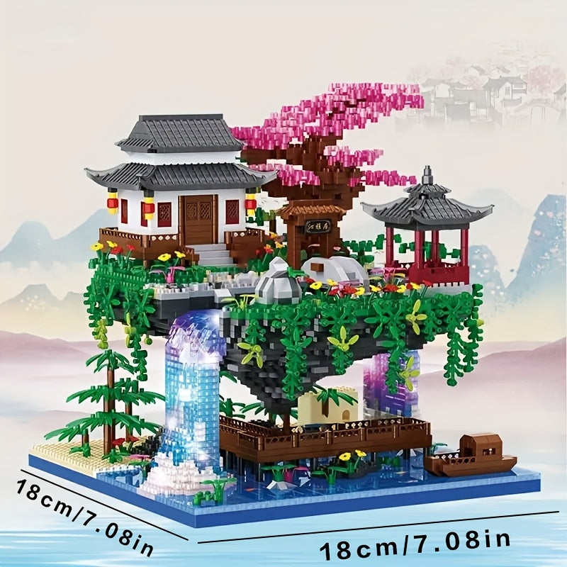 Vintage Peach Blossom Pond Garden Building Blocks 4705pcs DIY Construction Toys