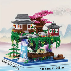 Vintage Peach Blossom Pond Garden Building Blocks 4705pcs DIY Construction Toys