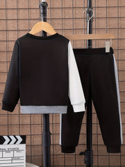 Boy's Letter Print 2pcs Sweatshirt & Sweatpants Set for Spring Fall