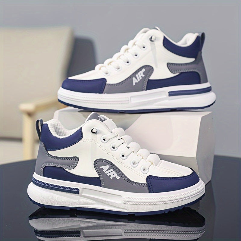 Boy's Lace Up Soft Sole Patchwork Sneakers | Comfy Non Slip Shoes