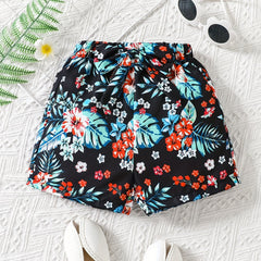 Toddler Girls Flowers Graphic Bow Front Casual Elastic Waist Shorts