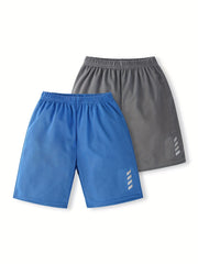 2pcs Boys Active Quick drying Shorts for Summer Outdoors