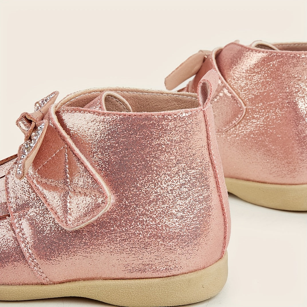 Rhinestone Bow Boots Girls Warm Winter Non-slip Comfortable