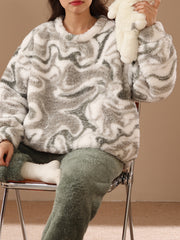 Camouflage Print Pajamas Set Long Sleeve Top & Pants Women's Sleepwear