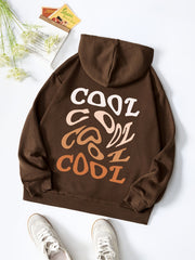 Colorful Letter Print Casual Sweater Hooded Sweatshirt