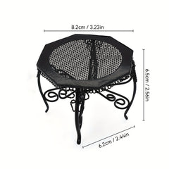 Dollhouse 1:12 Outdoor Garden Furniture Octagonal Iron Table and Chair Set