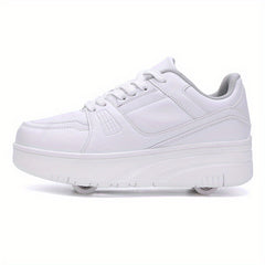 Girl's Block Roller Skates & Lace Up Four Wheel Shoes